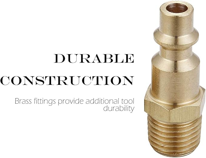 Air Hose Fittings And Air Coupler Plug, Air Compressor Quick-Connect MNPT Male Plug Kit (Industrial Type D, 1/4-Inch NPT Male Thread, Solid Brass, 2 Piece)