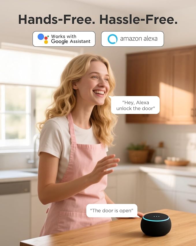 TCL D2 Plus Smart Lock, Fingerprint Door Lock, Built-in Doorbell & Wi-Fi, No Hub Needed, Keyless Entry Electronic Deadbolt for Front Door, Compatiable with Alexa&Google Assistant, Auto Lock