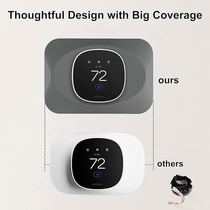 Wall Plate Cover Compatible with New 2025 Ecobee Smart Thermostat Essential, Practical Ecobee Thermostat Trim Kit, Programmable WiFi Thermostat Accessory (1, Gravel Gray)