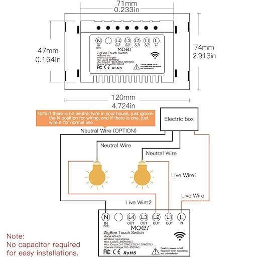 MOES ZigBee Smart Touch Wall Light Switch,Requires Tuya ZigBee Hub,No Neutral Wire/N+L Wiring,No Capacitor,Smart Life Tuya 2/3 Way Remote Control, Work with Alexa Google Home, 2MQTT,1 Gang Black