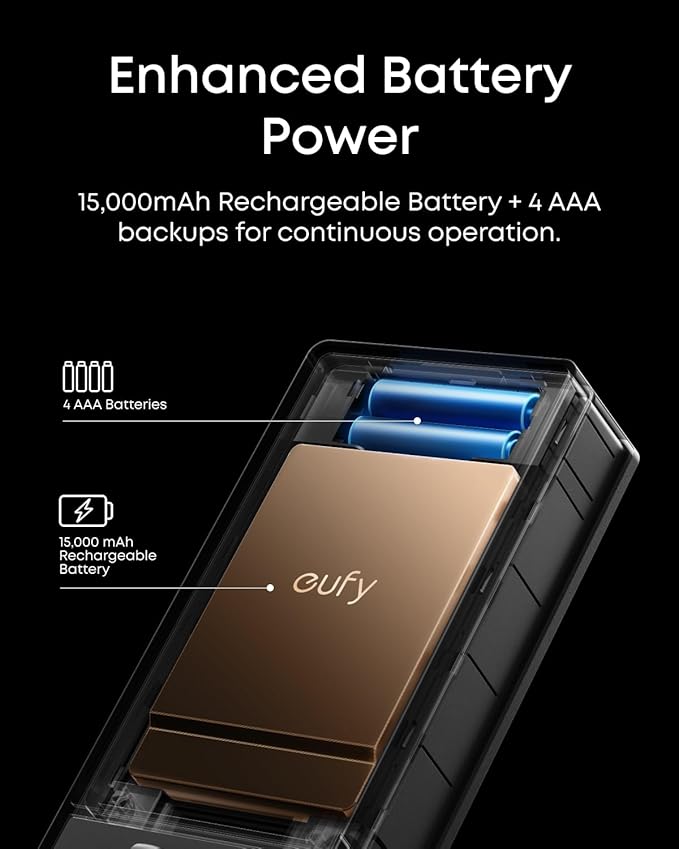 eufy FamiLock S3 Smart Lock With Palm Vein Recognition - Keyless Entry Door Lock for Front Door, 3-in-1 Wi-Fi Keypad Deadbolt+ 2K HDR Camera+ Doorbell, ANSI/BHMA Grade 1, Motion Sensor, No Monthly Fee