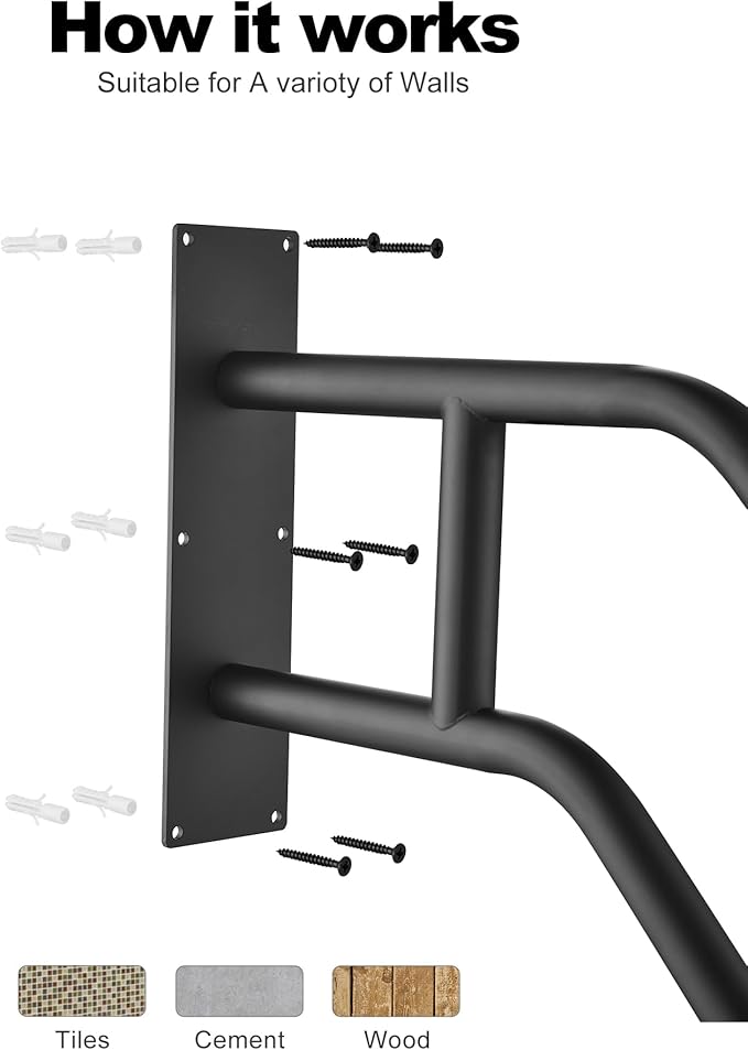 Hand Rails for Outdoor Steps,Hand Rails for Elderly, Porch Railing & Deck Hand Rail Wall Mount Stair Hand Grab Bars, U-Shape Safety Handle for Garage, Porch, Garden 2Pack