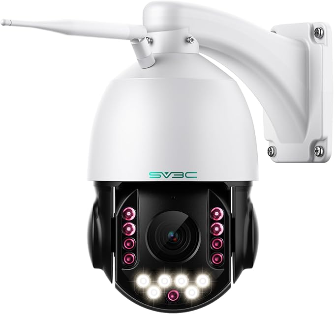 SV3C 5MP PTZ Outdoor Security IP Camera with 20X Optical Zoom, Dual-Band WiFi, Human Detection, 2-Way Audio, Floodlight Color Night Vision, Full Metal Housing, Support ONVIF/RTSP, SD Card Recording