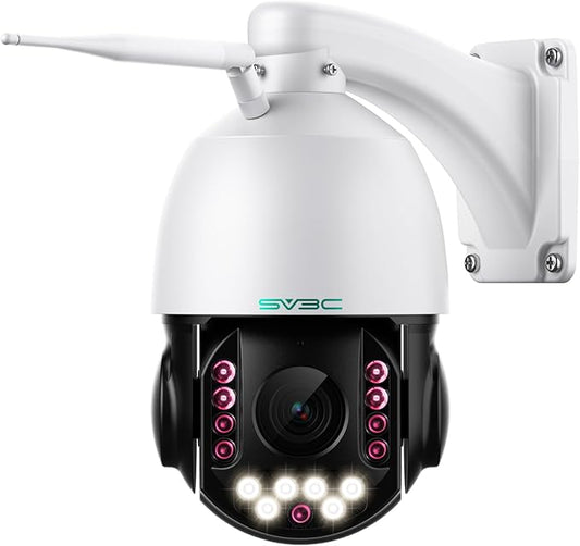 SV3C 5MP PTZ Outdoor Security IP Camera with 20X Optical Zoom, Dual-Band WiFi, Human Detection, 2-Way Audio, Floodlight Color Night Vision, Full Metal Housing, Support ONVIF/RTSP, SD Card Recording