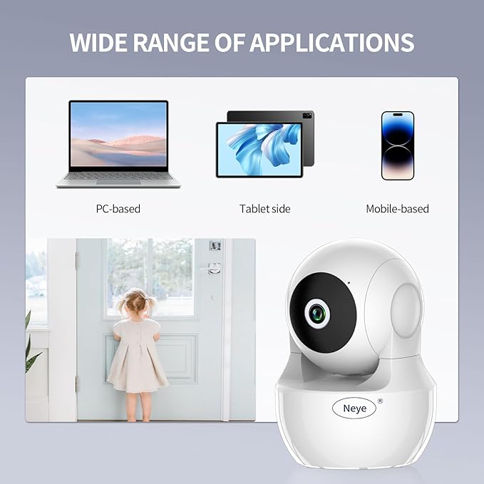 WiFi Security Home Camera，Baby Monitor Wireless IP Camera with Night Vision Two Way Audio Cloud Storage， Supports 5G WiFi，up to 128GB（White） Indoor Camera
