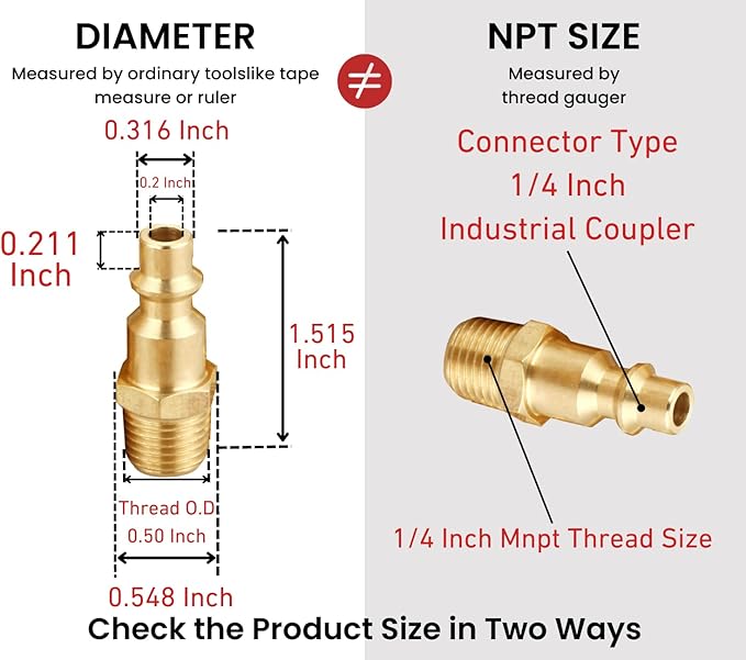 Industrial Brass Air Coupler & Plug Kit, 1/4" NPT Air Tool Fittings Set, Quick Connect Air Hose Fittings Air Compressor Accessories, 28 Pcs