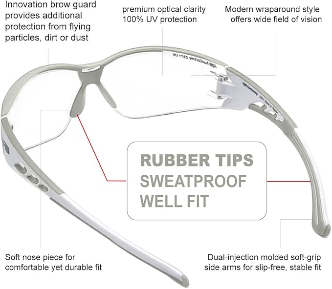 Super Flexible Lightweight Anti Fog Wrap-Around U6 Clear Shooting Safety Glasses with ANSI Z87.1 Scratch Resist