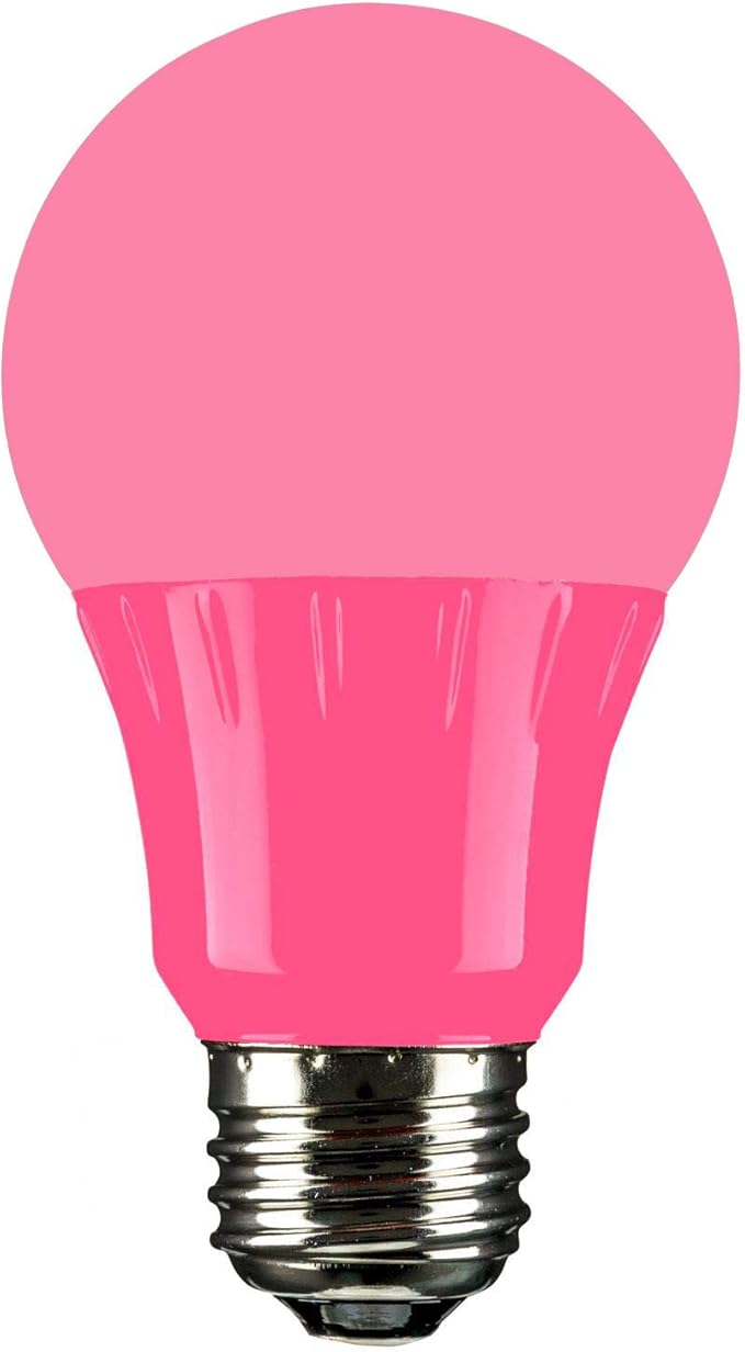 Sunlite 80168 LED A19 Colored Light Bulb, 3 Watts (25w Equivalent), E26 Medium Base, Non-Dimmable, UL Listed, Party Decoration, Holiday Lighting, 1 Count, Pink