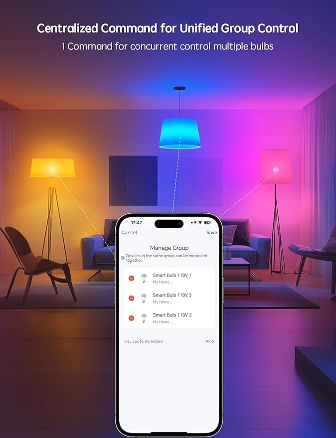 Smart Light Bulbs 8 Pack, Work with Alexa and Google Assistant, LED Light Bulbs Color Changing, Bluetooth Music Sync, WiFi Bulbs with APP,850LM