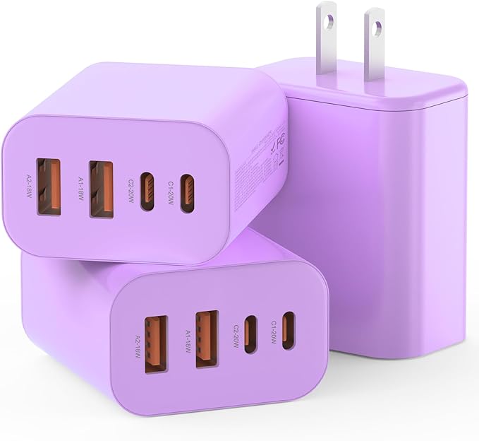 USB C Charger Block,40W USB C Charger Cube,Type C Charging Block,USB Wall Chargers Dual Port PD+QC Charging Cube for iPhone 16 15 14 13 12 11 Pro Max XS,iPad, Samsung Phone,Tablet(Purple)