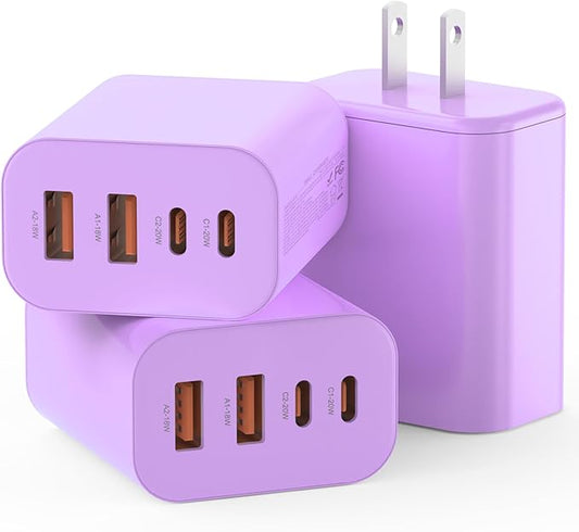 USB C Charger Block,40W USB C Charger Cube,Type C Charging Block,USB Wall Chargers Dual Port PD+QC Charging Cube for iPhone 16 15 14 13 12 11 Pro Max XS,iPad, Samsung Phone,Tablet(Purple)