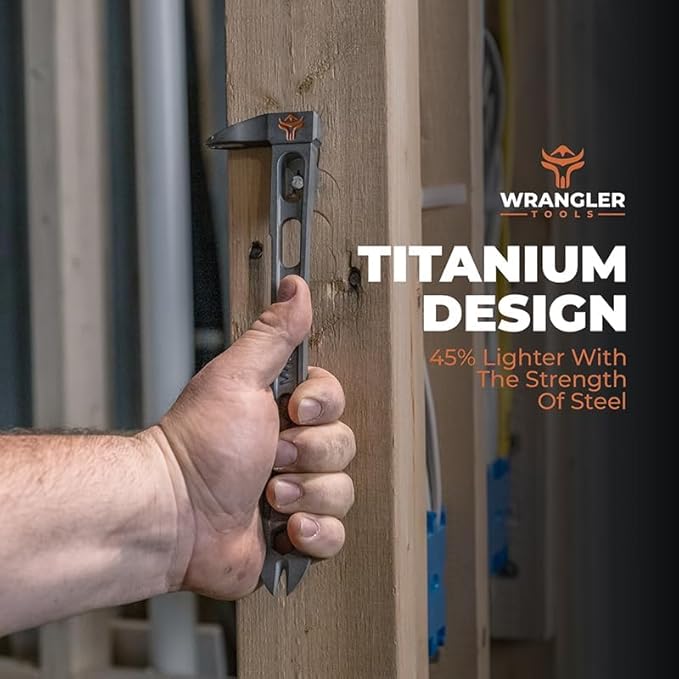 9.5" Titanium Nail Puller Cats Paw Pry Bar - 45% Lighter Than Steel - Side Nail Puller - 13mm Bolt Remover - Tools for Home Improvement, Construction & Demolition