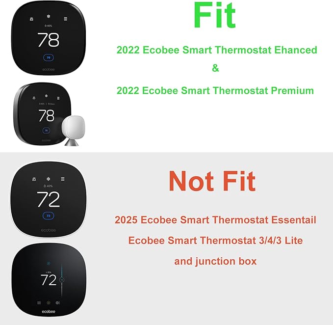 Wall Plate Cover Compatible with New 2022 Ecobee Smart Thermostat Premium & 2022 Ecobee Smart Thermostat Enhanced, Programmable WiFi Thermostat Accessory, Black