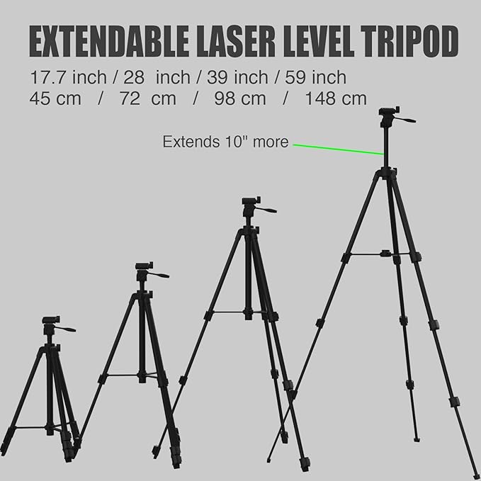 59-inch Lightweight Aluminum Laser Level Tripod Stand with Bubble Level, Quick Release Plate with 1/4"-20 Screw Mount for Laser Line Leveling