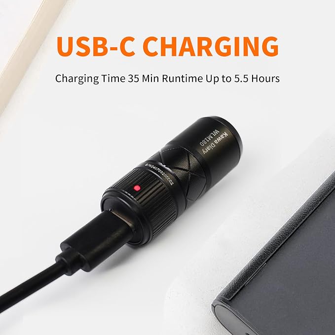 World's Smallest Zoomable EDC Flashlight – 130 Lumen, USB-C Rechargeable, Magnetic Base, Replaceable Battery, IP54 Waterproof, 1.91in Keychain Light