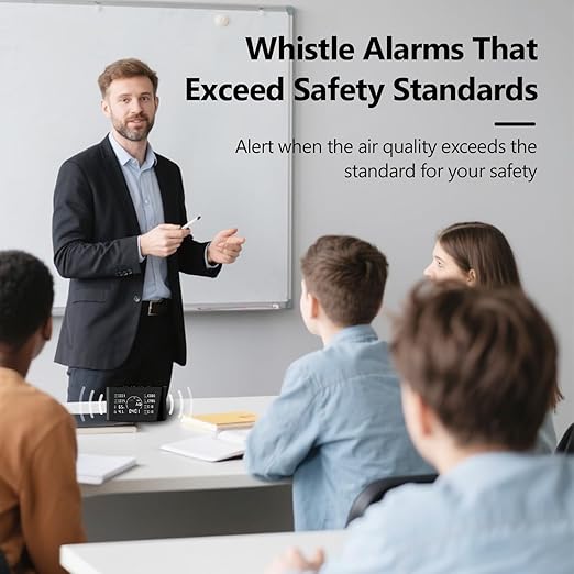 16 in 1 Air Quality Monitor Indoor 9 AQI Detector& 7 AQI Alerts with Portable Sensors for HCHO, TVOC, CO2, PM2.5, PM10, Temperature & Humidity, Formaldehyde,CO2 Detector,Suitable for Home,Black