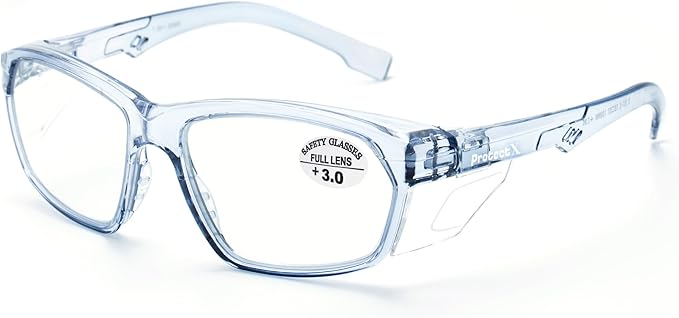 ProtectX Stylish Anti-Fog & Scratch-Resistant Safety Glasses With Readers, UV Protection Goggles, Anti-Impact Lightweight Glasses for Men＆Women 3.0 Blue