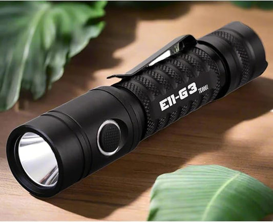 PowerTac E11-G3 2020 Lumen Rechargeable Flashlight, Type-C Charging, IPX8 Waterproof, 6 Modes, Reversible Steel Pocket Clip, Auto Memorization, 2020 Lumens, EDC LED Flashlights for Everyday Carry