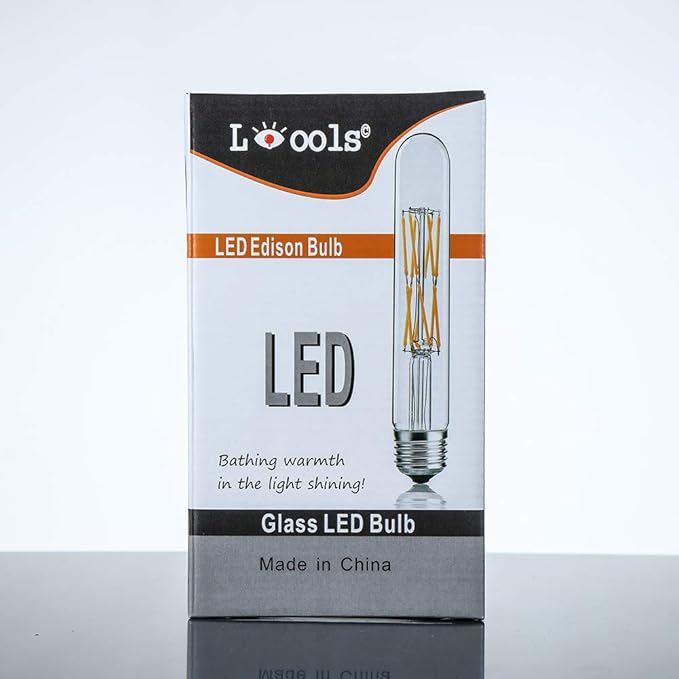 Leools 12W Dimmable Edison Led Tubular Bulb T10/T30,E26 Medium Base Filament Lamp 100 Watt Equivalent 4000K Daylight Glow,Vintage Antique Bulbs,7.3in(185mm),3-Pack