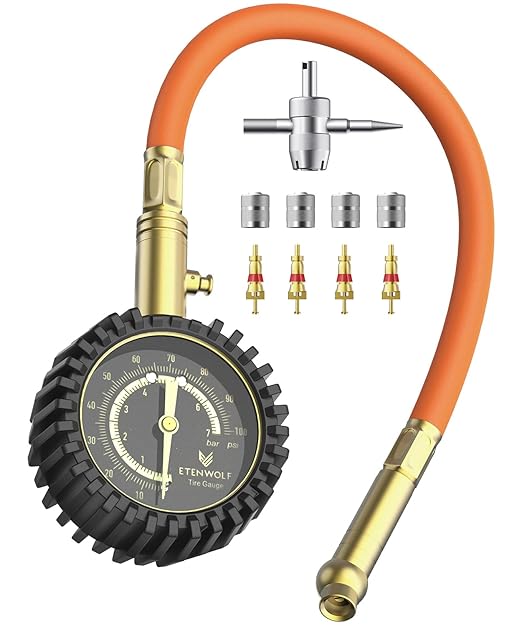 ETENWOLF Tire Pressure Gauge 0-100 PSI, ANSI B40.1 Grade A Accurate Tire Gauges for Tire Pressure with Large Glow Dial, Air Pressure Gauge for Tires, Car Accessories