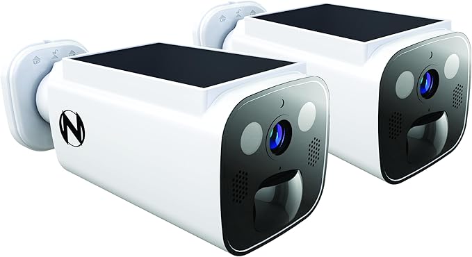 Night Owl® 2K Battery Solar Powered Camera with Spotlight and 2-Way Audio – 2 Pack – White