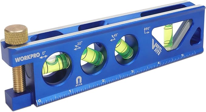 WORKPRO Torpedo Level, Magnetic, Verti. Site 4 Vial for Conduit Bending, Aluminum Alloy Construction, 6-1/2 inch