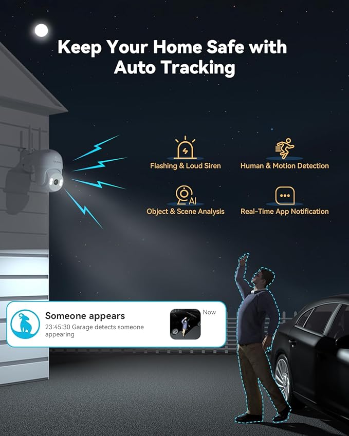 blurams 2K Outdoor Camera Wired, 5GHz/2.4GHz Wi-Fi Cameras for Home Security Outside with 360° PTZ, Color Night Vision, Motion Detection Tracking, Two-Way Audio, IP66 Weatherproof, Works with Alexa