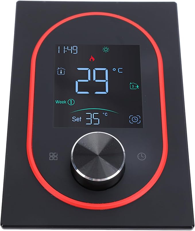 Smart Color Thermostat for Electric Heater LCD Programmable Touchscreen Control for Home Hotel Office with APP, ABS Aluminum Alloy Material (#1)