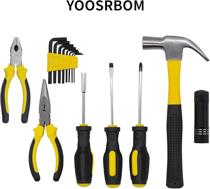 168 piese Professional Household Hand Tool Set with Plastic Storage Toolbox，Portable Complete Repair Tool Box for Home Maintenance and DIY Projects（14 * 10 * 3in）