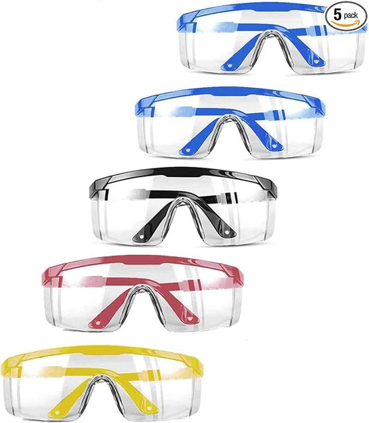 mozeeda 5 PACKS Safety Glasses Goggles, Men Women Clear Anti-fog UV400 Protection Eyeglasses Adjustable Temples ANSI Z87 Eyewear Protection Anti-Scratch Eye Shields for Industrial Work