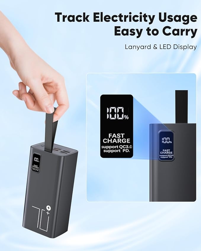 Portable Charger 70000mAh Power Bank Fast Charging, External Battery Pack High Capacity, 30W USB C Battery Bank PD&QC 3.0, 5 Output 2 Input, LED Display Powerbank for iphone Tablet Camping Travel