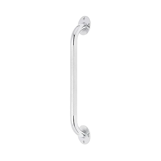Medline Knurled Chrome 16” Grab Bar for Shower & Bathtub, Independence & Ease of Movement — for Elderly, Handicapped or Seniors, 300 lb. Capacity, 1 Bar