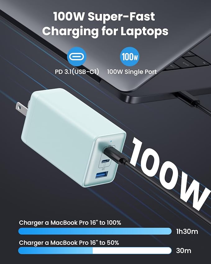 150W USB C Charger Block,GaN III Compact Foldable Wall Charger 3 Port Fast Charging Station,PD QC PPS Portable USB C Hub 100W Laptop Adapter for MacBook Pro/Air,iPad,iPhone 16/Pro,Galaxy S24,Dell etc