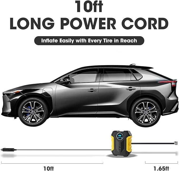 Digital Air Compressor for Car Auto Pump Portable Tire Inflator with LED Light DC 12V