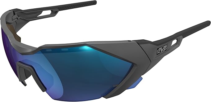 Mechanix Wear: Vision Type-E Safety Glasses with Advanced Anti Fog, Scratch Resistant, Grey Half Framed Protective Eyewear, Lightweight, Adjustable Arms and Nose, For Outdoor Use (Blue Mirror Lens)