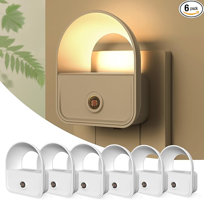 6 Pack Night Light Plug in, LED Nightlights with Smart Dusk to Dawn Nightlight, Plug into Wall Nightlights Suitable for Bedroom, Bathroom, Hallway, Kitchen, Stairs (Warm White)