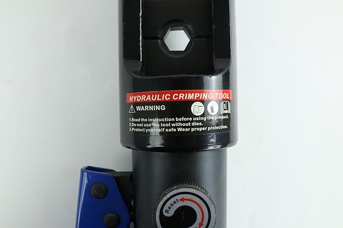 AMZCNC blue 16 Ton Hydraulic Wire Crimper Battery Cable Lug Terminal Crimping Tool WIth Standard US cable Dies,Crimps 6 AWG to 600 MCM, Cable Crimping Tool with 13 Pairs of Standard US cable Dies