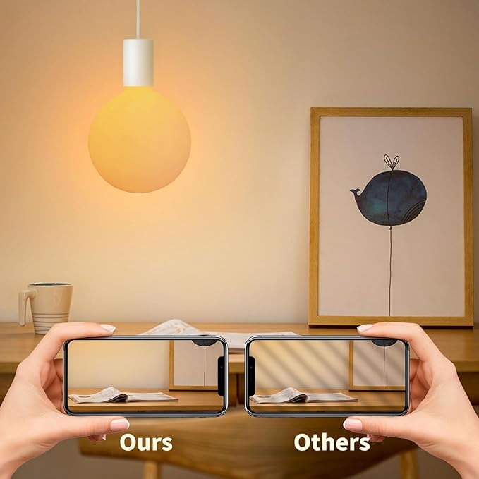 ONEWISH G150 Globe LED Bulb Matte White, E26 Glass LED Filament Light Bulb, Warm Sunset Decorative Design for Kitchen Island, Café, Ceiling Hanging Light Fixture, Modern Home Improvement-φ150mm(6")