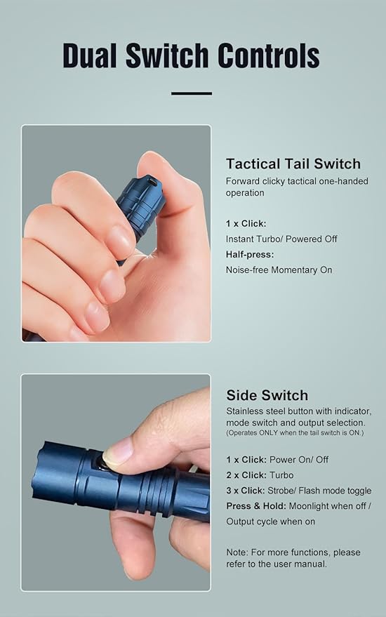 P2A Compact Dual-Mode Tactical Flashlight, 1200 Lumens Turbo Mode with 330m Beam Distance, USB-C Rechargeable 2xBattery, IP68 Waterproof, Pen-Shaped Design with Pocket Clip