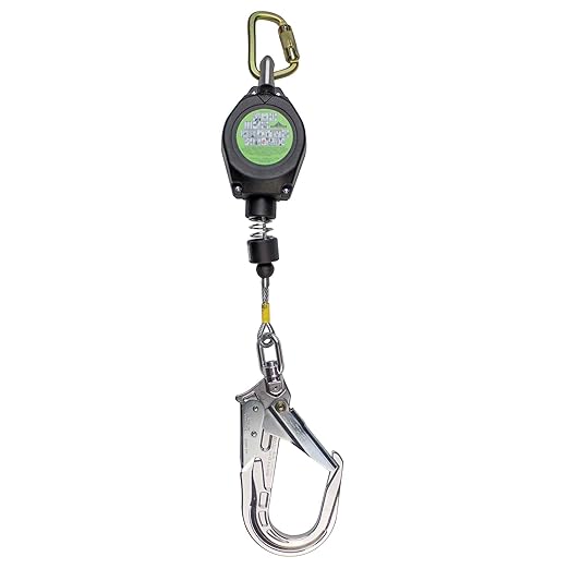 Peakworks Fall Protection Leading Edge Self Retracting Device (SRD) - 10 ft Single Leg Cable with Form Hook - Certified ANSI Z359.14-2021 Class 2 LE SRD (Available in Multiple Lengths & Styles)
