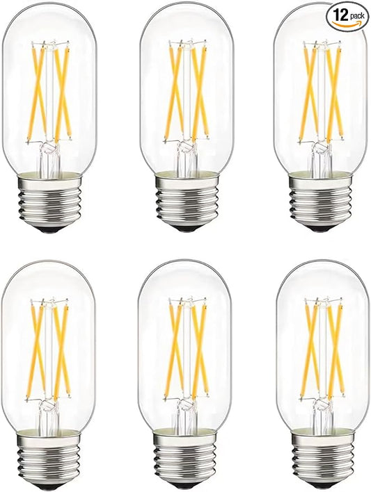 Dimmable LED Tubular Bulb 6W,60W Equivalent 600 Lumens, Antique Edison Style LED Filament Light Bulbs, E26 Clear Edison Bulb Daylight 4000K Pack of 6
