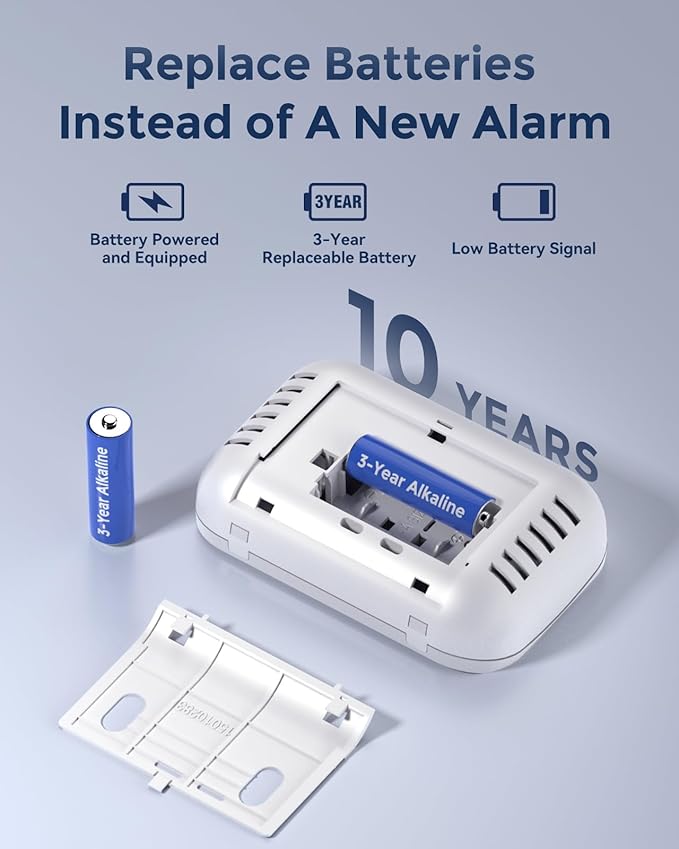 Ecoey Carbon Monoxide Detectors, 10-Year CO Detector with Human Alarm Sounds and Test Button, Carbon Monoxide Alarm Replaceable Battery-Operated for House and Bedroom, FJ127, 2 Packs