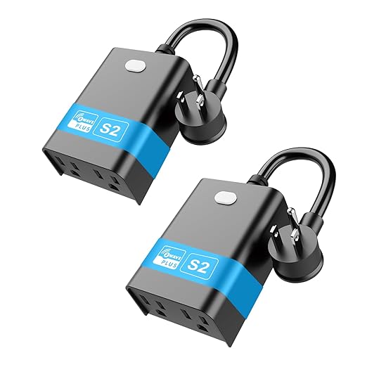 New One 2 Pack Zwave Outdoor Smart Plug - 700 Series Zwave Plug with Dual Outlets - Z-Wave Smart Outlet Waterproof - Zwave Hub Required - Compatible with SmartThings, Alexa