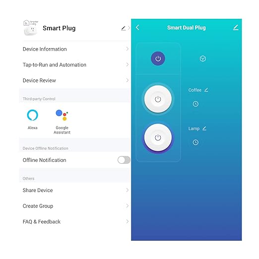 Smarter Living - Dual Socket WiFi Smart Plug (2 Pack), Voice Control with Alexa & Google Home, Works with Smart Life and Tuya, 15amp 1800 Watts, No Hub Required, Supports All WiFi Networks