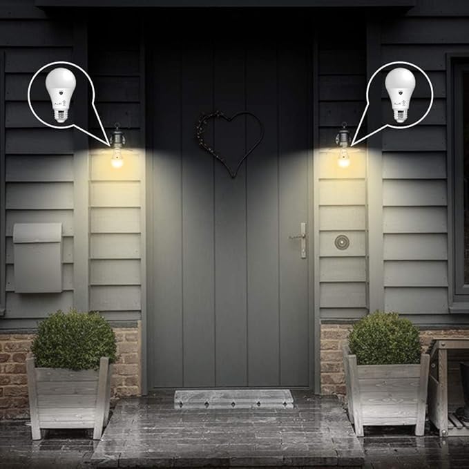 AmeriTop Dusk to Dawn Light Bulb- 4 Pack, A19 LED Sensor Light Bulbs; UL Listed, Automatic On/Off, 800 Lumen, 10W(60 Watt Equivalent), E26 Base, Indoor/Outdoor Lighting Bulb (3000K Warm White)