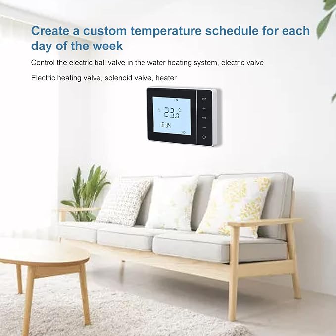 Programmable Thermostat TX9600TS Programmable Large Touchscreen Heating Cooling Thermostat, White