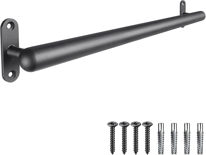 Dolibest 46 Inch Wall Mount Metal Handrail, Staircase Step Handrail, Non-Slip Safety Grab Handle, Barrier-Free Staircase Grab Bar for Elderly, Indoor & Outdoor Use, 1.3 Inch Round (Black)