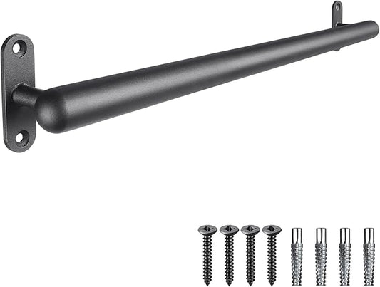 Dolibest 46 Inch Wall Mount Metal Handrail, Staircase Step Handrail, Non-Slip Safety Grab Handle, Barrier-Free Staircase Grab Bar for Elderly, Indoor & Outdoor Use, 1.3 Inch Round (Black)