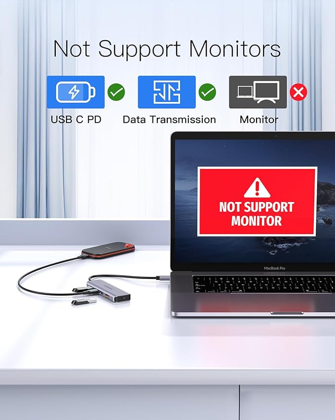 USB C Hub 10Gbps USB C Multiport Adapter for MacBook ipad Phone with 100W PD Charging, USB c Splitter 1 in 4 Out 10Gbps Data Ports Compatible with Surface, XPS, Samsung, Dell and More(Space Gray)