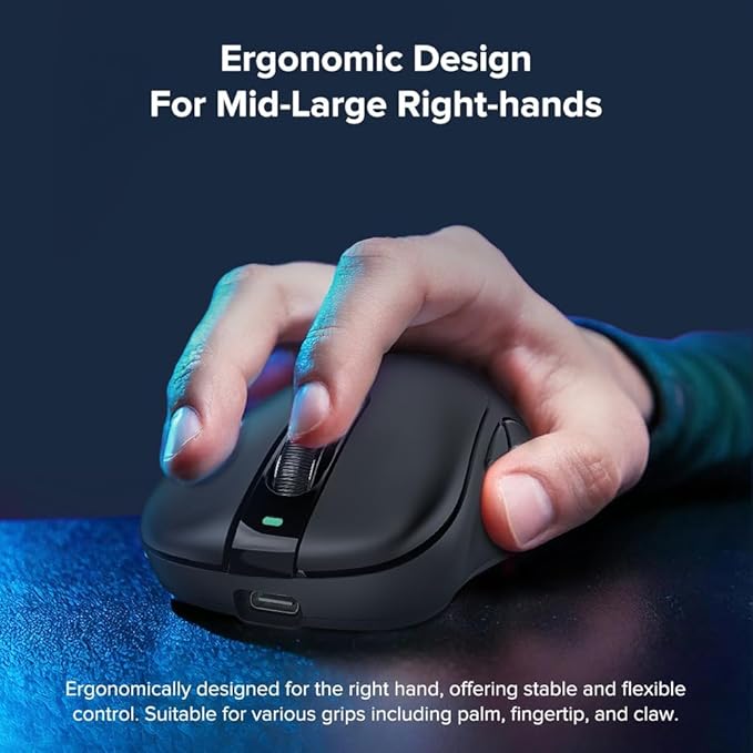 Wireless Gaming Mouse, 24000 DPI, Wired/2.4GHz/Bluetooth Ergonomic Mouse, 150Hours Battery Life, Free Lag, 57g Lightweight Rechargeable Gaming Mice for Laptop/PC/Mac/Tablet/Xbox/MacBook, Black
